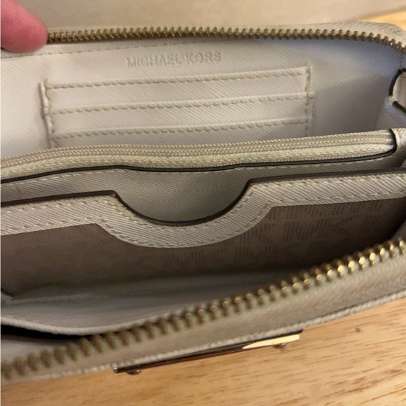 Michael Kors Monogrammed Pattern Gold-Tone Plate Women's Wristlet - Picture 13 of 14